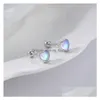 Stud Minimalist Gemstone 925 Sterling Sier Studs Moonstone Elegante Pendiendo Pendientes Pendientes Cabochon Drop de entrega Dhdsa