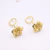 Stud Earrings Solid Pure 24Kt Yellow Gold Women Flower 1.9-2.1g 17x10mm