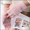 Fingerless Gloves Fashion Lady Glove Pure Color Autumn Winter Stay Warm Half Finger Mitt Thickening Anti Cold Womens Expose Fingers 7 Dhdks