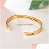 Cuff Fashion Inspirational Letter Bangle Keep Ing Going Bracelet Titanium Steel Arrow Engraved Gifts For Women Girls Drop Delivery J Dhbth