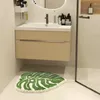 Tapijten groene bladvorm bedminder tapijt zachte pluche pluche tufted slaapkamer woonkamer decor lang tapijt niet-slip absorberende badkamer vloermat