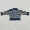 Giyim Setleri GT0203 BIYK BIYL LEOPART PANEL Uzun Kollu Denim Top Kids Yaz Butik Ceket 230815