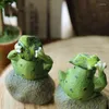 Garden Decorations 3pcs/set Miniature Resin Frog Sitting On Stone Statue Outdoor Decor Home Ornament Courtyard Crafts Figurine Gift