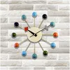 Wall Clocks Simple Colorf Ball Modern Clock Art Simation Sport Decorative Candy Mixed Color Metal Solid Wood Ball1 Drop Delivery Hom Dhgnk