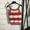 Fashion Stripe T Shirt Summer Sleeveless Tees Womens Designer Tops Ladies Sling Knit Shirts Luxury Slim Tops Clothing