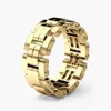 2023 Moda Design Hollow Ring Diamond Ring Creative Gold Ring 18K Gold Bated aço inoxidável Design de jóias Presentes para homens Acessórios por atacado