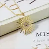 Pendant Necklaces Ins Fashion Gold Plating Moon And Sun Female Rhinestone Sunflower Crescent Necklace For Women Jewelry Drop Delivery Dhqoi