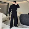 Herrespår 2023 Autumn Menwear Fashion Three Piecee Korean Style Round Neck Blazers Cardigan Suit Pants Horse Face Kirt Set