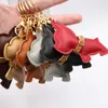 Hundbilsnyckelkedjor Buckle Puppy Bulldog Pendant Keychains Rings Holder Pu Leather Animal Charms Cartoon Mens smycken Tillbehör Fashion Women väska Keyrings