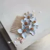 Wedding Hair Jewelry Light Blue Color Floral Bridal Comb Pin Piece For Women Accessories Handmade 230815