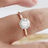 Rings Rings Randh 2.0 18K الصلبة الصلبة الذهب 8.0 مم جولة Brilliant 3 ممتازة مقطوعة Moissanite الخطبة الخاتمة