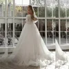 3D Flowers Lace Wedding Dress With Straps Bishop Long Sleeves Wedding Bridal Gown Off Shoulder Dresses For Plus Size Woman