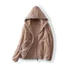 여성용 재킷 2023 가을 여성 Coral Veet 코트 야외 짧은 재킷 후드 탑 양면 폴 플해 WM 지퍼 업