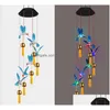 Garden Decorations Solar Hummingbird Butterfly Led Wind Chimes Party Decor Kleur Verandering Buiten Waterdichte Mobiel Hangende Hanging Li Dh6ii