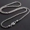Pendant Necklaces Thai Silver 4mm Round Men's Hemp Rope Necklace S925 Vintage Classic Braided Long Chain Jewelry 230816