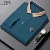 Mens Polos Spring och Autumn Long Sleeve Polo Shirt Fashion Stripe Neck Pure Pure Cotton Daily 230815