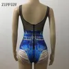 Kvinnors jumpsuits rompers sexiga tryck jeans mager stretch bodysuit kvinnor outfit party bar dj sångare leotard dans tillfälle slitage prestanda kostym 230815