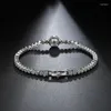 Link Bracelets Simple Dainty Pearl For Women Classic Cubic Zirconia Eternity Tennis Bracelet Valentine's Day Gifts