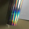 Chrome holografische zilveren vinylsticker luchtafgifte regenboog auto wrap folie filmteken mark hologram size1 52 20m roll242d