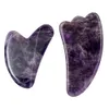 Other Massage Items Vibrators Natural Amethyst Gua Sha Scraper Massager Jade Stone Guasha Scraping Board SPA Body Neck Massage Therapy Beauty Face Care 230815