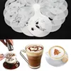 16PCS/セットコーヒーミルクケーキカップケーキステンシルテンプレート金型コーヒーバリスタツールLABBW