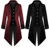 Men's Trench Coats Men Medieval Costume Victorian Black Red Retro Patchwork Jacket Steampunk Tuxedo Tailcoat Coat Gothic Overcoat