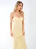 Casual Dresses Women Knitted Tube Dress Solid Color Tie Knot Strapless Backless Cut Out Long See Through Beach Club Sexy