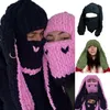 Beanie/Skull Caps Warm Winter Sticke Hat With Face-Mask Breattable Headwear Women Headbonad Adult Lady Cosplay Costume Year Headgear 230815