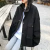 Frauenjacken Onalippa Safari -Stil Multi -Taschen Jacke Stand Collar Loous Reißverschluss Lange Ärmel Tops Korean Vintage Schnürung für Frauen 230815