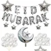 Party Decoration 37Pcs/Set Eid Mubarak Balloons Ramadan Decorations Moon Star Aluminum Foil Sequins Balloon Set Muslim Supplies Drop Dhsn9