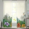 Rideau transparent en Tulle à fleurs tropicales, pour salon, adultes, chambre d'enfant, rideaux de décoration de cuisine