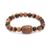 Charm Bracelets Elegant Tiger Eye Beads With A Big Dzi Bead Beaded Handmade Men Women Yoga Jewelry