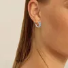 Hoop Earrings Light Luxury 925 Silver Turquoise For Women Minimalist Geometric Irregularities Classic Party Jewelry INS