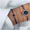 Manchet 5 stks/set sier armbanden vrouw schattige eenvoudige kaart ananas hart tassel vlecht armband sieraden set hypoallergeen cadeau drop leveren dhwqf