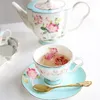 Mugs Flower Tea Cup Saucers Set Porcelain Pot Creamer Sugar Bowl Coffee Mug Household Teaware Sets Coffeeware Supplier 230815