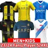 Al Mens Tshirts 2324 NASSR FC Ronaldo Futbol Formaları Erkekler Çocuklar Kital Hilal Suudi Tekdüzen Ev Sarı Cr7 Boys Futbol Şiirt Benzema Hayranları Oyuncu Versiyon Jersey 2