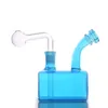 Bruciatore a olio quadrato in vetro Bong Bubbler Pipa ad acqua per fumatori Downstem Perc Percolatore 14mm Giunto Dab Rig Catcher cenere con tubi per bruciatore a olio Downstem 1 pz