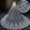 Bridal Veils 2023 Luxury Real Image Wedding Tre metri Cristalli di applique in pizzo lungo due strati Cattedrale