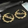 Hoop Huggie Wholesale 30mm100mm Custom Bamboo Earrings Customize Name Style Personality Earring Customized Gifts 230815