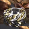 Bandringen Fashion Curban Link Chain Style Un Personality Sier Gold Twee Tines S925 Finger Ring For Men Women Drop Delivery Sieraden Dh1rd