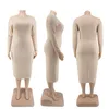 Sukienki w dużych rozmiarach dla kobiet jesienne ubrania Elegancka sukienka Bodycon z koralikami midi hurtowa kropla 230816