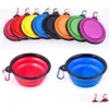 Dog Bowls Feeders Foldable Eco Firendly Sile Pet Cat Dogs Food Water Feeder Travel Portable Feeding Bowl Puppy Doggy Container Dro Dhpc3