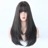 Cosplay Wigs Natural Black Long Straight for Women Synthetic with Bangs Party Daily Use Heat Resistant Fake Hair 230815