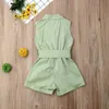 Ensembles de vêtements Mode Enfants Bébés Filles Vêtements Sans Manches Bow-Cravate Taille Combishorts Tenues Été Sunsuit Ensemble Vêtements Pour Enfants