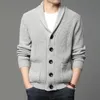 Men's Sweaters 2023 High End Wool Designer Thick Autum Winter Brand Fashion Cable Knit Sweater Jacket Men Casual Coats Korean Mens Clothing 230815