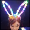 Decoração de festa 10pcs 18,5 cm LED orelhas longas e luminárias Mulheres meninas iluminam acessórios de cabelo Halloween Rave Supplies Drop dell DHE75