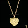 Colares pendentes European American Fashion Gold 26 Letters colar Love Heart Alfabeto Nome das Jóias das Jóias para Mulher Princadeiras P Dhbyx