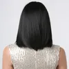 Cosplay peruker frisyr kort svart rakt syntetiskt naturligt hår bob peruk för kvinnor värmesistent dagligen lolita med lugg fiber 230815
