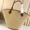 Woman Straw Bags Designer Luxury Women's Shopping Bag Handbag Leather Woven Letters Medium Capacity Ladies Shoulder Bag With Laminated Handbag L2989