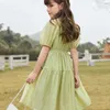 Robes de fille robe d'été pour filles jupe verte pour enfants nouvelle édition occidentale robe de princesse pour grand garçon robe d'été pour filles